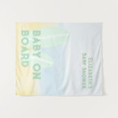 Baby Aan boord Surfing Beach Waterverf Baby shower Wandkleed (Voorkant (horizontaal))