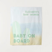 Baby Aan boord Surfing Beach Waterverf Baby shower Wandkleed (Voorkant)