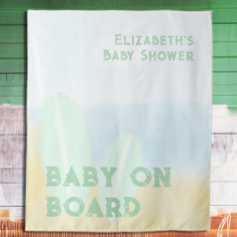 Baby Aan boord Surfing Beach Waterverf Baby shower Wandkleed