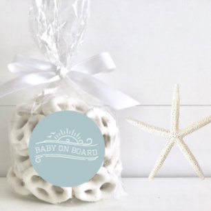 Baby Aan boord Surfing Blue Baby shower Ronde Sticker