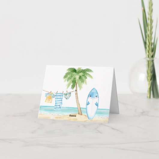 Baby aan boord Surfing Boy Baby shower Bedankkaart (Achterkant)