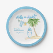 Baby aan boord Surfing Boy Baby shower Papieren Bordje (Voorkant)