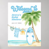 Baby aan boord Surfing Boy Baby shower Poster (Voorkant)