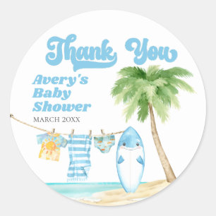 Baby aan boord Surfing Boy Baby shower Ronde Sticker