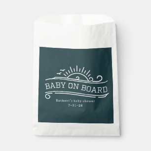 Baby Aan boord Surfing Slate Blue Baby shower Bedankzakje