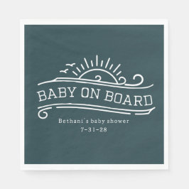 Baby Aan boord Surfing Slate Blue Baby shower Servet
