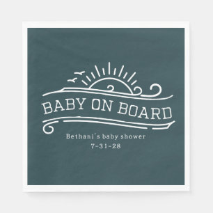 Baby Aan boord Surfing Slate Blue Baby shower Servet