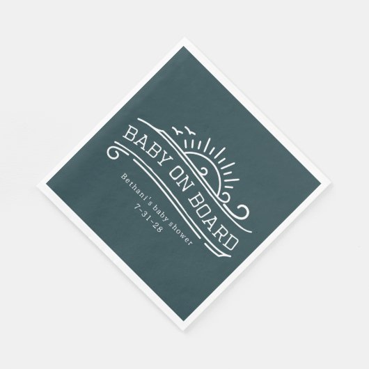 Baby Aan boord Surfing Slate Blue Baby shower Servet (Hoek)