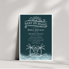 Baby Aan boord Surfing Slate Blue Beach Baby showe Kaart