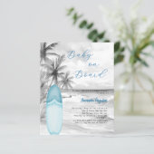 Baby aan boord surfplank blue boy retro Baby showe (Staand voorkant)