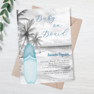 Baby aan boord surfplank blue boy retro Baby showe Kaart