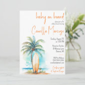 Baby aan boord, surfplank, Palm Tree Baby shower Kaart (Staand voorkant)