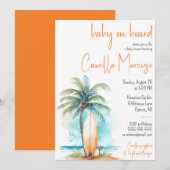 Baby aan boord, surfplank, Palm Tree Baby shower Kaart (Voorkant / Achterkant)