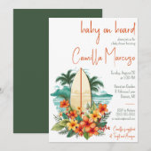 Baby aan boord, surfplank, Palm Tree Baby shower Kaart (Voorkant / Achterkant)