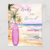 Baby aan boord surfplank roze meisje Baby shower (Voorkant)