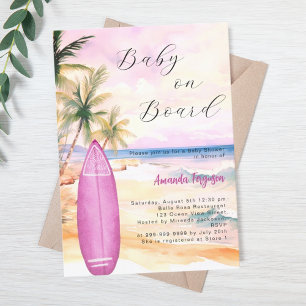 Baby aan boord surfplank roze meisje Baby shower Kaart