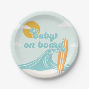 Baby aan boord Surfstrand baby shower Papieren Bordje