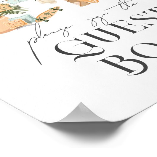 Baby aan boord Surven Baby shower gastenboek Poster (Hoek)