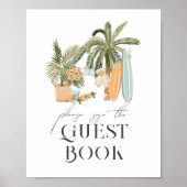 Baby aan boord Surven Baby shower gastenboek Poster (Voorkant)