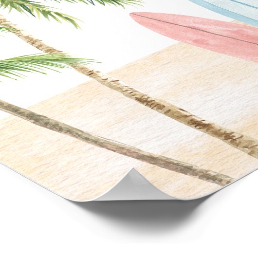 Baby aan boord Surven Beach Baby shower Welkomstbo Poster (Hoek)