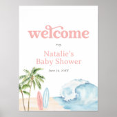 Baby aan boord Surven Beach Baby shower Welkomstbo Poster (Voorkant)
