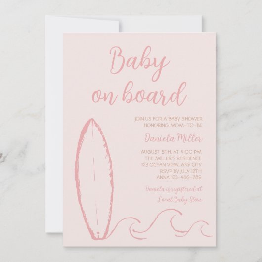 Baby Aan boord Surven Hand getrokken Baby Girl Sho Kaart (Voorkant)