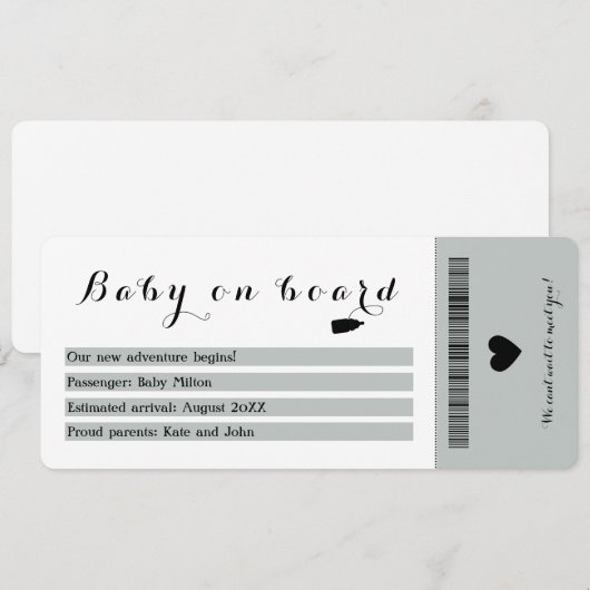 Baby Aan boord Travel Boarding Pass Zwangerschap Aankondiging (Voorkant / Achterkant)