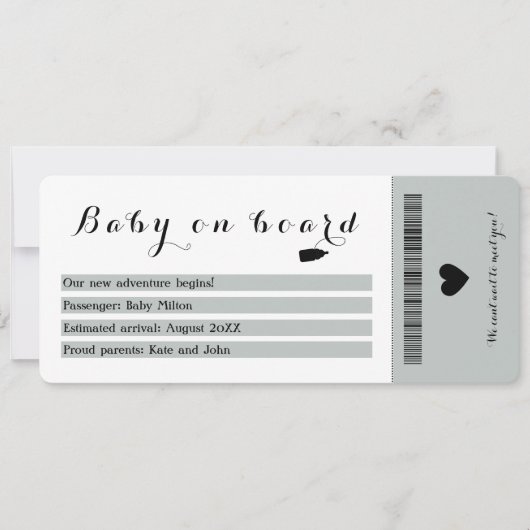 Baby Aan boord Travel Boarding Pass Zwangerschap Aankondiging (Voorkant)
