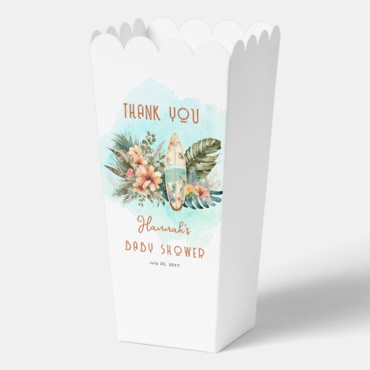 Baby aan boord Tropisch Surf Neutraal Baby shower Bedankdoosjes (Voorkant)