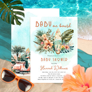 Baby aan boord Tropisch Surf Neutraal Baby shower Kaart