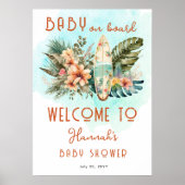 Baby aan boord Tropisch Surf Neutraal Baby shower Poster (Voorkant)