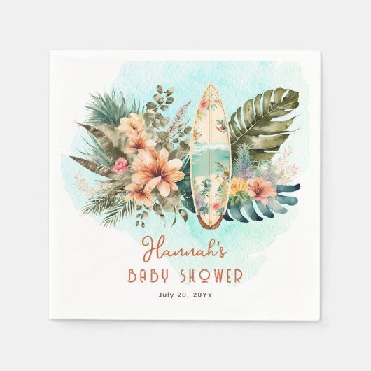 Baby aan boord Tropisch Surf Neutraal Baby shower Servet (Voorkant)