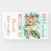 Baby aan boord Tropisch Surf Neutraal Baby shower Spandoek (Horizontaal)