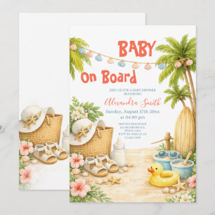 Baby Aan Boord Tropische strand baby shower Kaart