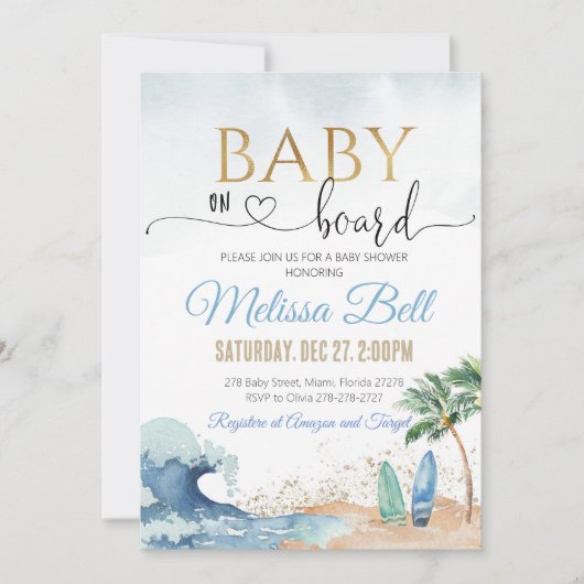 Baby aan boord uitnodiging Onder de zee nodigt jon (Voorkant)