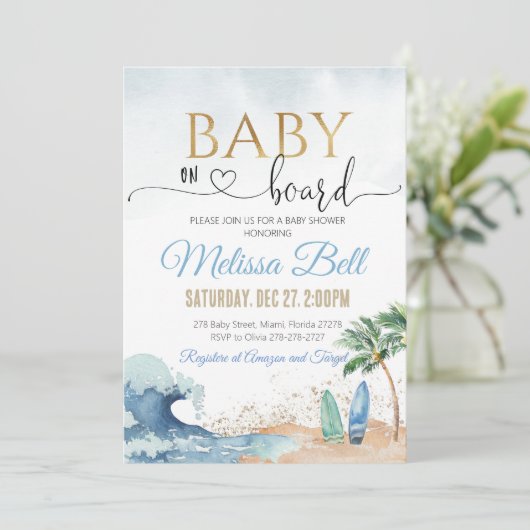 Baby aan boord uitnodiging Onder de zee nodigt jon (Staand voorkant)