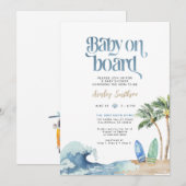 Baby aan boord Uitnodiging, Strand Baby shower Kaart (Voorkant / Achterkant)