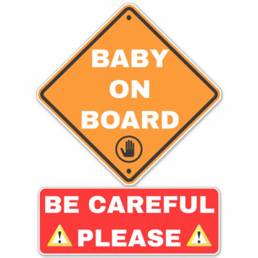 Baby aan boord van auto teken - waarschuwingsberic sticker (Voorkant)