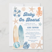Baby aan boord van Baby shower Beach Invitation Kaart (Voorkant)