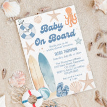 Baby aan boord van Baby shower Beach Invitation
