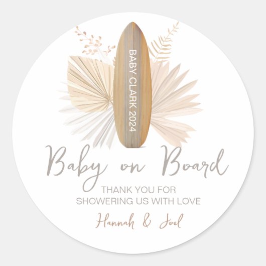 Baby aan boord van Baby shower Dank u Favor Ronde Sticker (Voorkant)