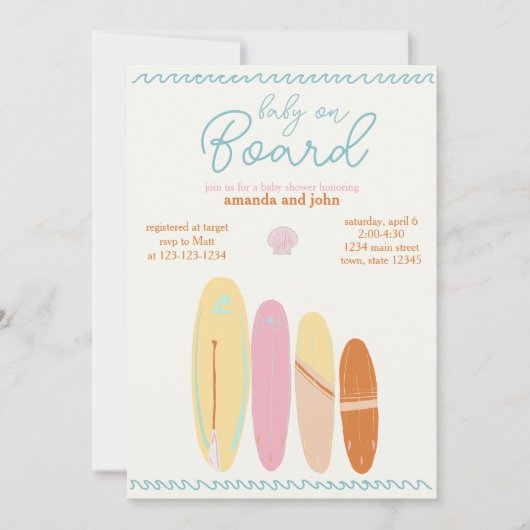 Baby Aan boord van Baby shower Ocean Theme Kaart (Voorkant)