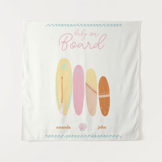 Baby Aan boord van Baby shower Ocean Theme Wandkleed (Voorkant)