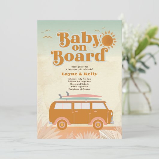 Baby aan boord van Baby shower Uitnodiging (Staand voorkant)