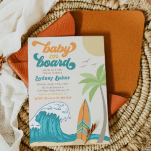 Baby aan boord van Baby shower Uitnodiging   SURF 