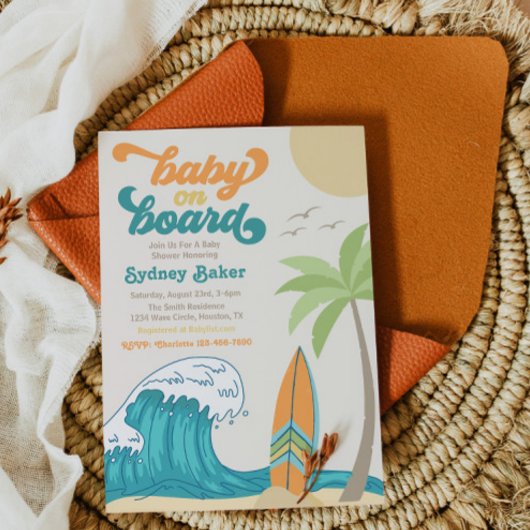 Baby aan boord van Baby shower Uitnodiging | SURF