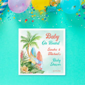 Baby aan boord van baby shower voor tropische surf servet