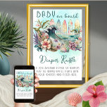 Baby aan boord van de tropische oversteekplaats poster<br><div class="desc">Het tropische wc-vormig ontwerp van de exotische florale Baby on Board is een sjabloon van het baby shower met een genderneutraal thema met een tropische flair. Het ontwerp toont een groep kleurrijke surfplanken met de oceaan en een golvende golf tussen een prachtige tropische florale omgeving. Het kleurenschema bestaat uit zachte...</div>