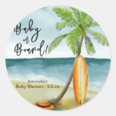 Baby aan boord van het Baby shower Ronde Sticker (Voorkant)