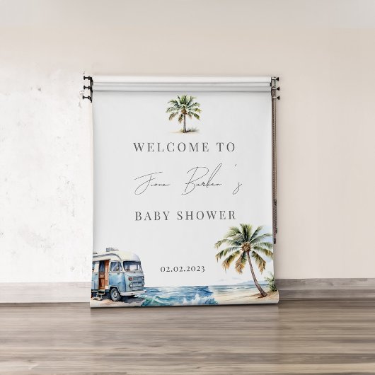 Baby aan boord van het Baby shower, Surf Beach Wandkleed